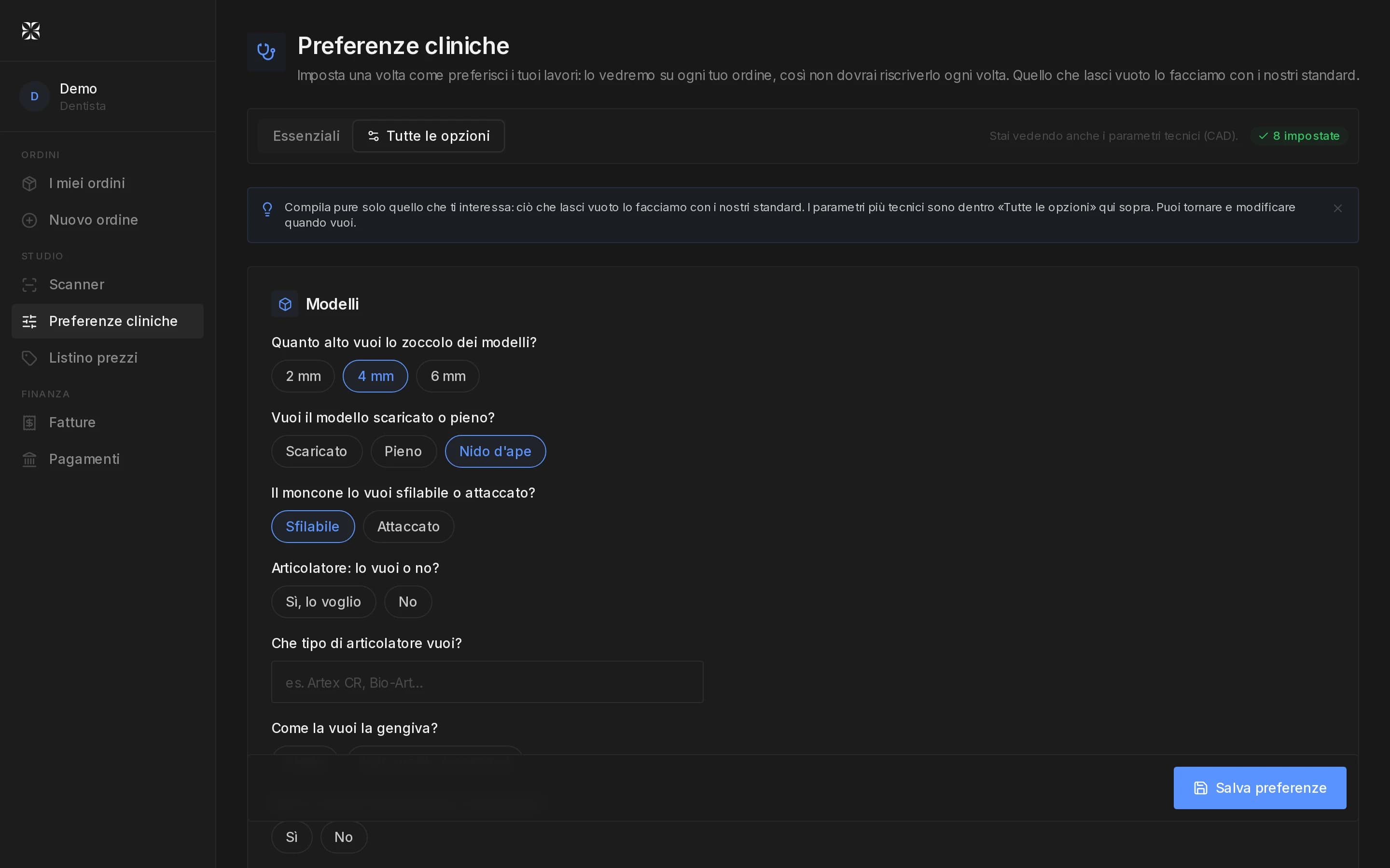 Preferenze sempre applicate